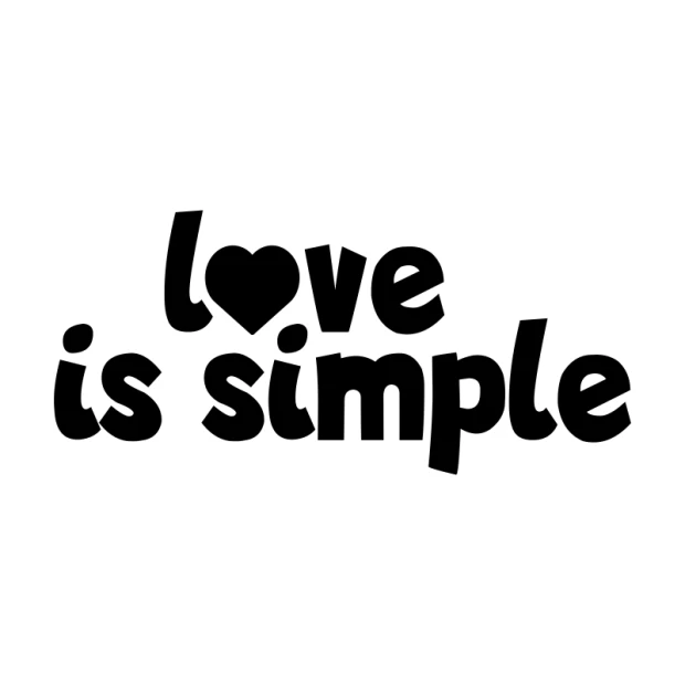 Wall sticker Love is simple 2431 - Graphic design. Large black letters with a heart shaped like the letter o.
