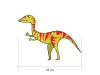 Dinosaur wall stickers set 2420 - Graphic design. Yellow dinosaur with red stripes and outstretched arms.