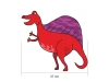 Dinosaur wall stickers set 2420 - Graphic design. Red dinosaur with purple crest and clear outlines.