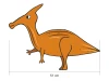 Dinosaur wall stickers set 2420 - Graphic design featuring an orange dinosaur with a large head and long body.
