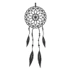 Dream catcher painting template 2421 - Round design with delicate lines and hanging feathers.