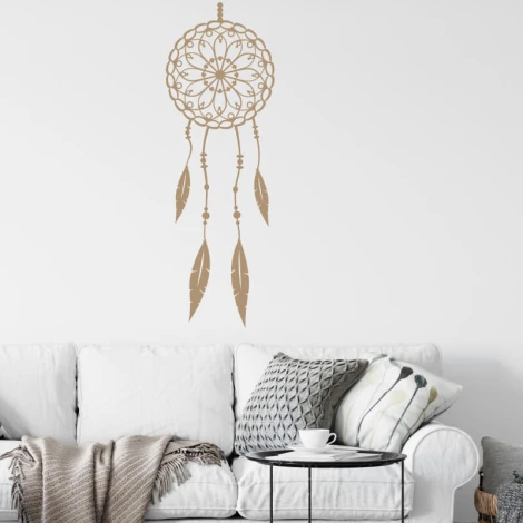 Dream catcher painting template 2421 - Living room setup with light walls, sofa with cushions, and a table nearby.