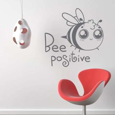 Bee Positive wall template 2419 - Graphic design featuring a smiling bee with the phrase Bee Positive.