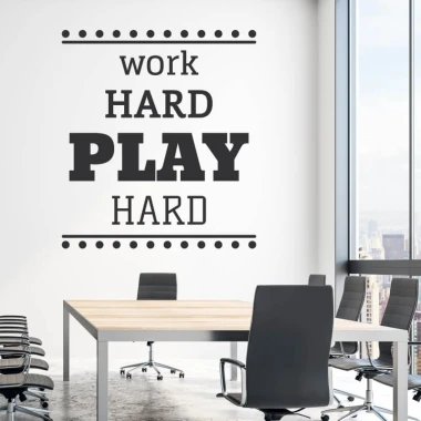 Wall template "Work hard play hard 2429" - Office arrangement with light-colored walls and modern furniture.