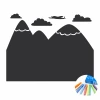 Chalk sticker for kids featuring mountains, clouds, and an airplane design.