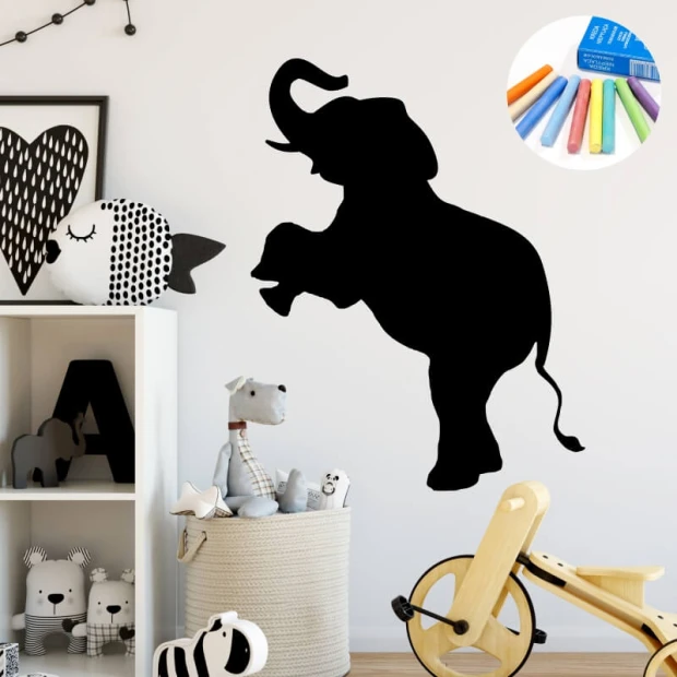 Chalk sticker for kids, elephant design - Perfect for a bright, Scandinavian-style children\'s room.