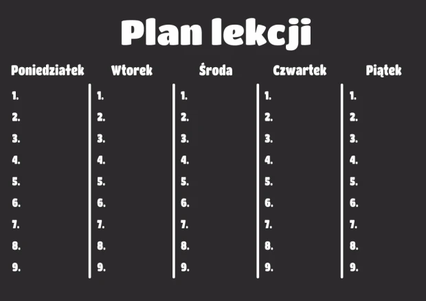 Chalkboard with lesson plan print 072 - Black board with white text and simple lines.