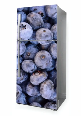 Fridge wrap sticker P1001 - Graphic design featuring blue berries in various shapes.