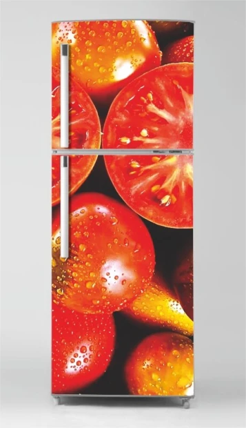 Fridge sticker with tomato design P1004 - Features tomatoes in various shapes and shades.