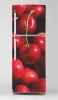 Refrigerator wrap sticker cherries P1002 - Graphic design. Red cherries on a dark background with visible stems.