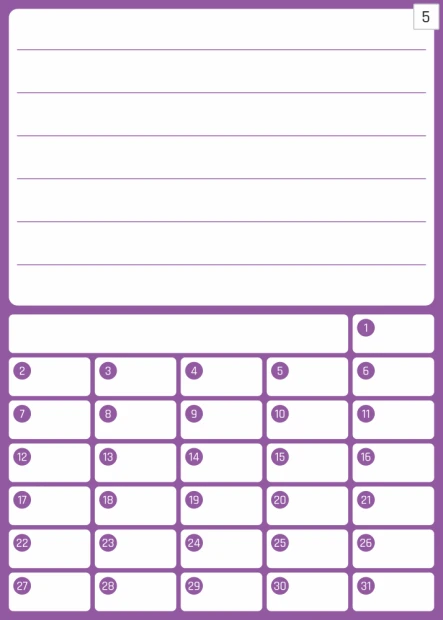 Monthly planner dry-erase board 372 - Graphic design with a simple grid of rectangles and purple lines.