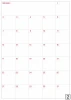 Monthly dry-erase planner 368 - Graphic design. Grid with 31 fields for days, headers in red color.
