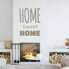 Home sweet home painting template 2432 - Living room decor with light-colored walls and a wooden fireplace in the background.
