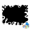 Chalk sticker for kids with irregular black inkblots surrounding the design.