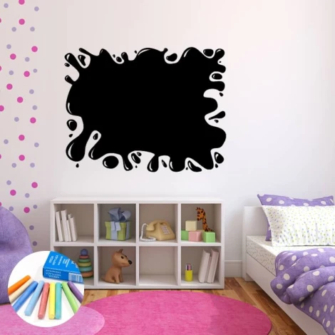 Chalk sticker for kids with splashes, perfect for bright-colored walls and neutral furniture in a child\'s room.