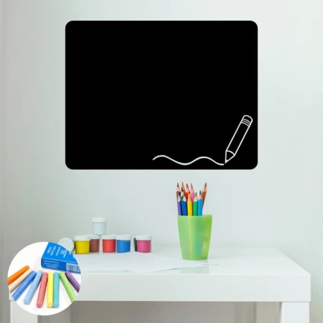 Chalk sticker for kids, crayon design 289 - Decorates a child\'s room with light-colored walls and simple furniture.