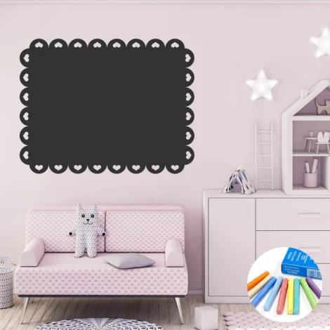 Chalk sticker for kids, heart ornament 287 - Decor for a child\'s room with light walls and pastel furniture.