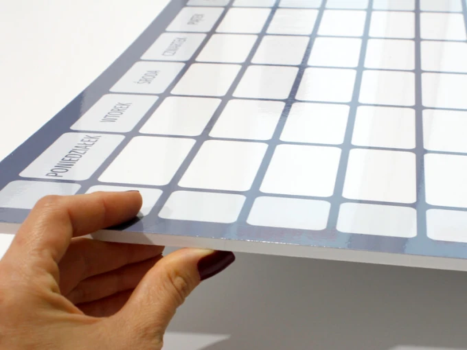 Weekly dry-erase magnetic planner board with annual planner 267 - Graphic design. Simple grid layout.