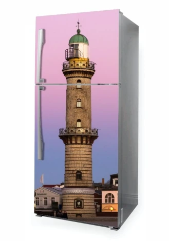 Refrigerator wrap lighthouse sticker P1022 - Graphic design featuring a lighthouse against the sky.