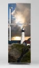 Refrigerator wrap sticker lighthouse P1033 - Graphic design of a lighthouse against clouds and a sunset.