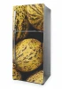 Refrigerator wrap sticker with yellow melons and dark spots design P1018.