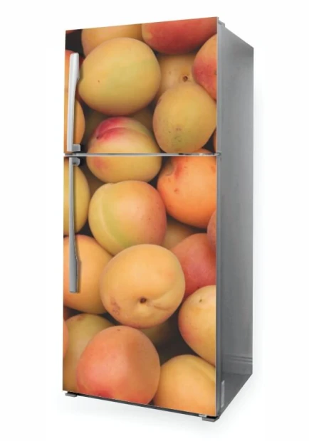 Refrigerator wrap sticker P1013 - Graphic design featuring nectarines in various shades of yellow.