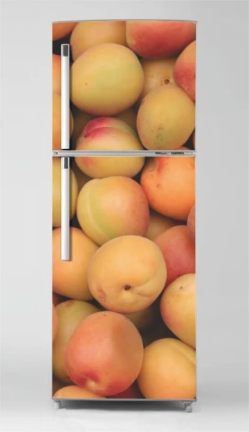 Peach sticker for refrigerator P1013 - Graphic design featuring nectarines in various shades.