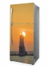 Sunset fridge wrap sticker P1030 - Graphic design featuring a lighthouse against a sunset backdrop.