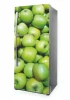 Fridge wrap sticker with green apples P1014 - Graphic design featuring green apples in various shapes covering the surface.