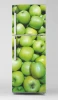 Refrigerator wrap sticker with green apples P1014 - Graphic design featuring green apples in various shapes on a light background.