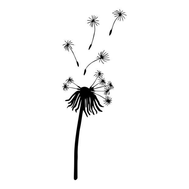 Dandelion wall sticker 2433 - Graphic design with flying seeds on a white background.