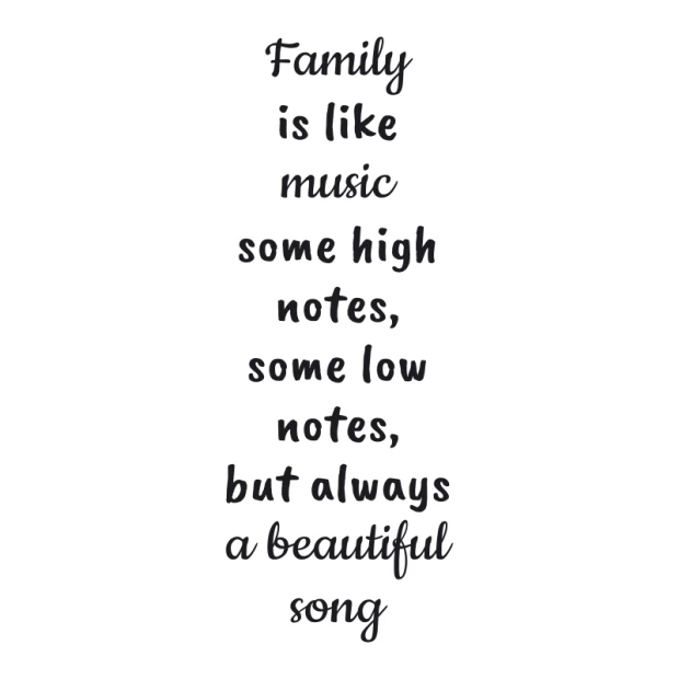 Painting template with the quote "Family is like music 2435" - Graphic design with text in various font styles.
