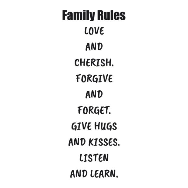 Family Rules painting template 2434 - Vertical text with clear letters, divided into short phrases.