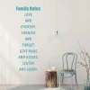 Family rules painting template 2434 - Living room decor. Light walls, wooden furniture, minimalist style.