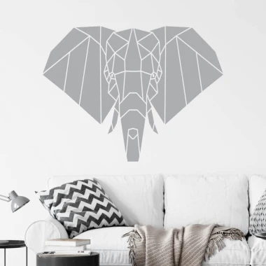 Elephant wall template 2437 - Graphic design featuring a geometric elephant shape with sharp lines.