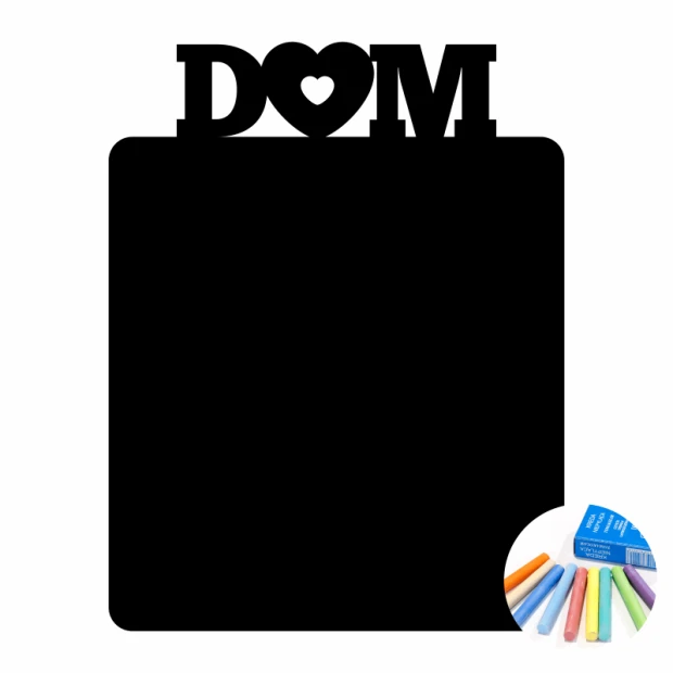 Chalk sticker home 292 - Graphic design. Black rectangle with "HOME" text and heart, alongside colorful chalks.