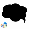 Chalk sticker speech bubble 293 - Rounded shape with colorful chalk accents in the bottom corner.
