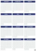 Universal dry-erase annual calendar, English version 376 - Graphic design. Grid with months and days, rectangular shape.