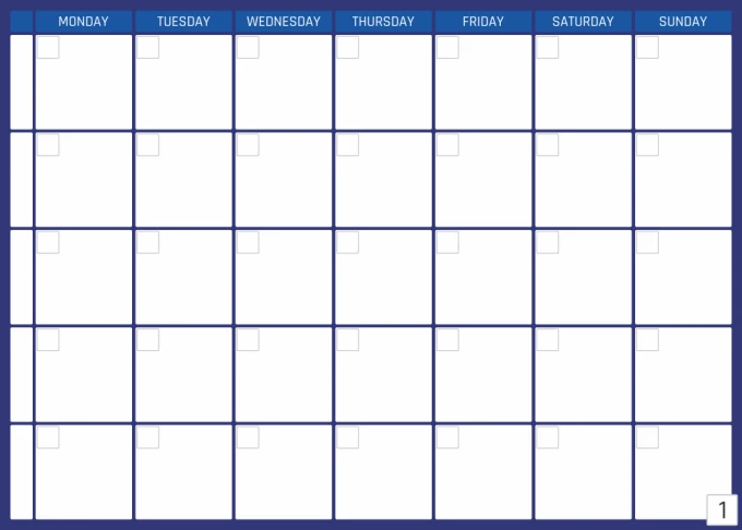 Magnetic dry-erase weekly planner board in English, featuring a simple design with seven columns.