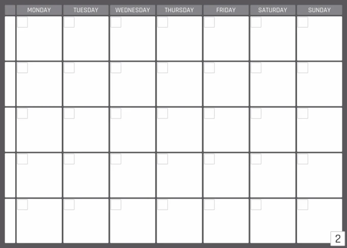Magnetic dry-erase weekly planner board in English, featuring a rectangular grid with days of the week.