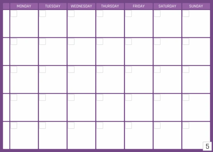 Magnetic dry-erase weekly planner board in English, featuring a simple grid with days of the week.