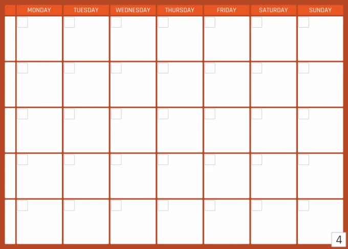 Weekly planner dry-erase board in English, featuring a simple grid with days of the week at the top.