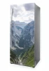 Fridge wrap sticker Alps P1072 - Graphic design featuring a mountain landscape with a valley and green slopes.