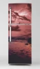 Fridge wrap sticker storm P1081 - Graphic design featuring a stormy sky with lightning and ocean waves.