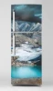 Fridge wrap sticker P1089 - Graphic design featuring mountains, a glacier, and a turquoise lake.