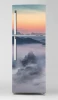 Fridge wrap sticker with misty mountains design P1086 - Features mountains in clouds with a subtle touch.