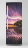 Fridge wrap sticker P1076 - Graphic design featuring a sunset over water with a tree in the background.