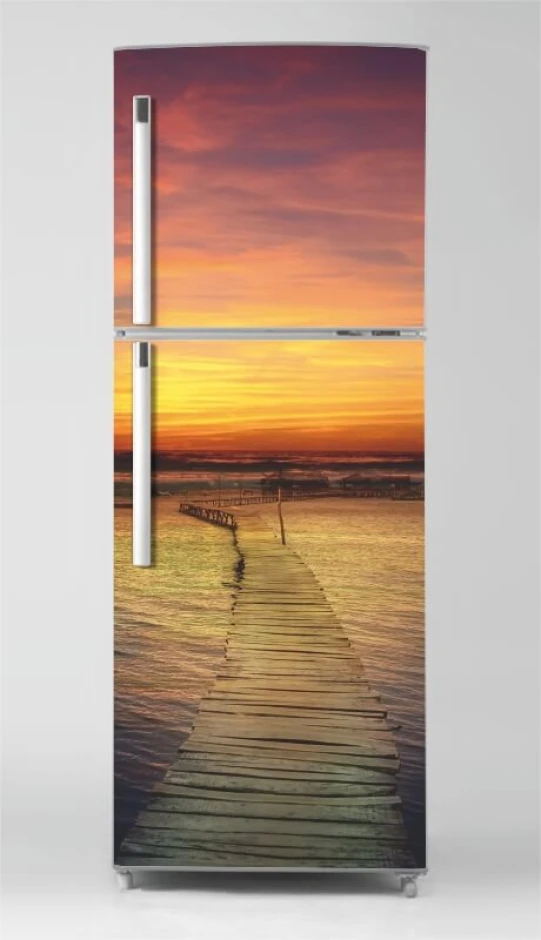 Fridge wrap sticker Pier P1080 - Graphic design featuring a wooden pier leading towards the horizon.