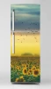 Refrigerator wrap sunflower sticker P1078 - Graphic design with sunflowers in yellow tones against a cloudy sky backdrop.