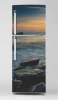 Fridge wrap sticker sunset P1094 - Graphic design featuring a sunset over the sea with stones.
